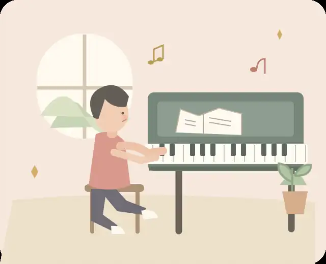 子どもがピアノを弾いている、提案資料と同じオリジナルイラスト